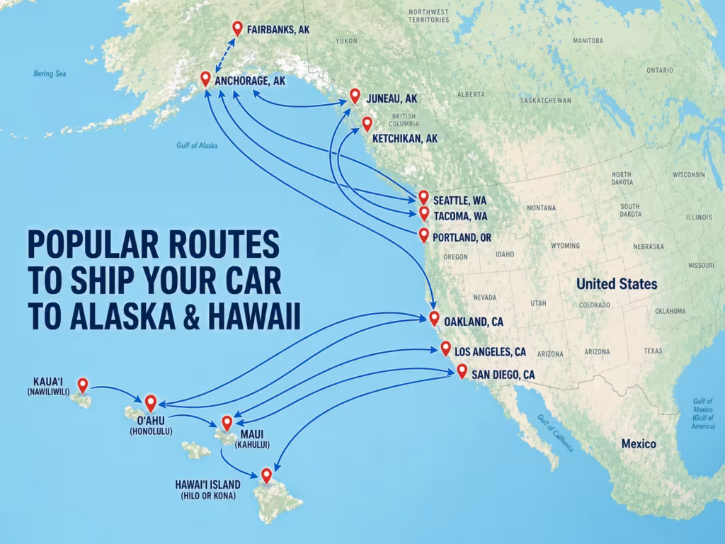 Popular Alaska and Hawaii routes