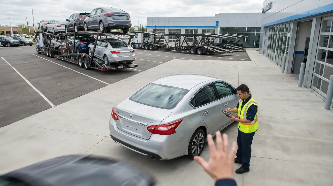 Lease return vehicle inspection before transport
